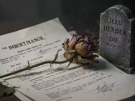 Ein offizielles Rechtsdokument liegt auf einem Tisch, daneben eine einzelne, leicht verwelkte Blume, die Verlust und rechtliche Ansprüche symbolisiert. - Foto: über boerse-global.de