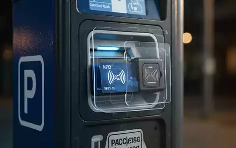 Nahaufnahme eines Parkautomaten mit einem manipulierten NFC-KartenlesegerĂ€t, das auf eine Betrugsmasche hindeutet. - Foto: ĂŒber boerse-global.de