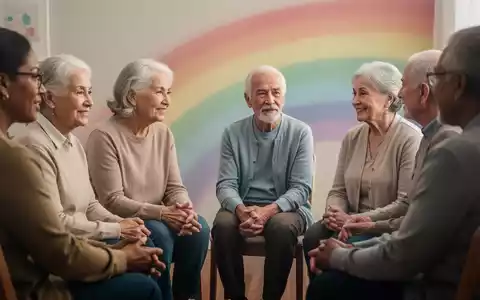 Eine vielfältige Gruppe von Menschen, darunter ältere Erwachsene, nimmt an einer Selbsthilfegruppe teil, mit Fokus auf Empathie. - Foto: über boerse-global.de