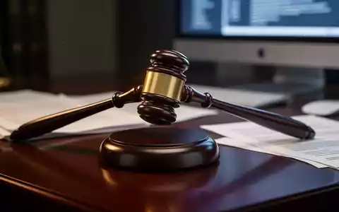 Ein stilisierter Holzhammer trifft auf einen Klangblock, im Hintergrund unscharfe juristische Dokumente und ein Computerbildschirm. - Foto: über boerse-global.de