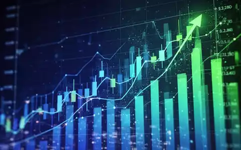 Ein dynamisches, aufwärts gerichtetes Börsendiagramm mit abstrakten digitalen Wachstumselementen in Blau- und Grüntönen. - Foto: über boerse-global.de