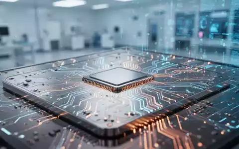 Nahaufnahme eines futuristischen Siliziumwafers mit leuchtenden Schaltkreisen und digitalen Datenflüssen, der fortschrittliche Technologie darstellt. - Foto: über boerse-global.de