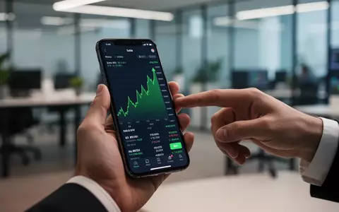 Eine Hand hält ein Smartphone mit einer Börsen-App, die grüne Aufwärtstrends zeigt, während eine andere Hand 'Kaufen' antippt. - Foto: über boerse-global.de