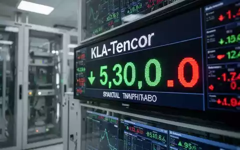 Ein Börsenticker zeigt einen starken Kursanstieg für KLA-Tencor, im Hintergrund eine moderne Halbleiterfertigungsanlage. - Foto: über boerse-global.de