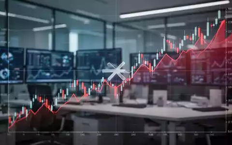 Ein fallender Börsenchart mit einem Minuszeichen über einem modernen Bürohintergrund, der einen Rückgang im Technologiesektor darstellt. - Foto: über boerse-global.de
