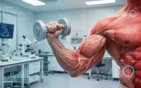 Nahaufnahme eines muskulösen Arms beim Hanteltraining in einem modernen Labor, das die Bedeutung von Muskelkraft und Myokinen symbolisiert. - Foto: über boerse-global.de