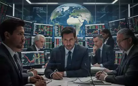 Finanzexperten in einem Handelsraum, die globale Marktdaten nach einem Zinsschock analysieren, mit einem Weltglobus im Hintergrund. - Foto: über boerse-global.de
