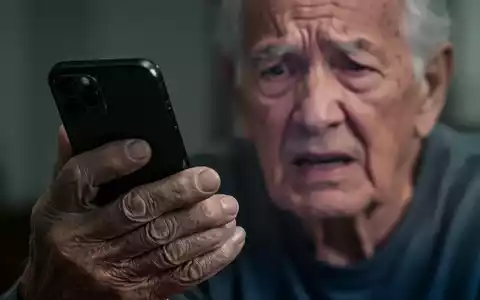 Eine Nahaufnahme der Hand einer älteren Person, die ein Telefon hält, mit einem verschwommenen, besorgten Gesichtsausdruck im Hintergrund. - Foto: über boerse-global.de