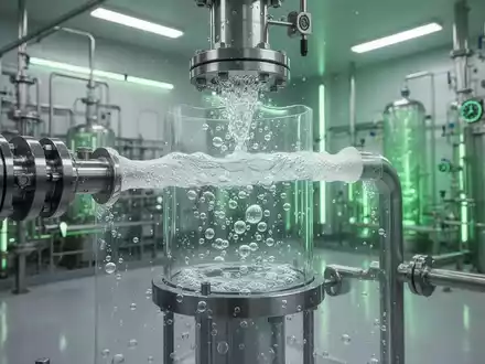 Nahaufnahme eines industriellen Membranfiltrationssystems, das grünen Wasserstoff erzeugt, mit einer modernen Chemieanlage im Hintergrund. - Foto: über boerse-global.de