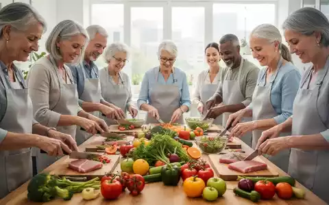 Menschen unterschiedlichen Alters bereiten gemeinsam frische, gesunde Lebensmittel zu, um eine bewusste Ernährung zu fördern. - Foto: über boerse-global.de