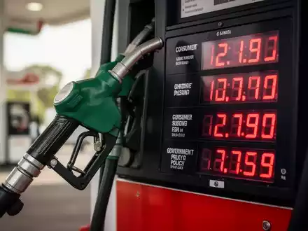 Eine Zapfpistole an einer Tankstelle mit einer digitalen Preisanzeige, die schwankende Kraftstoffpreise zeigt. - Foto: über boerse-global.de