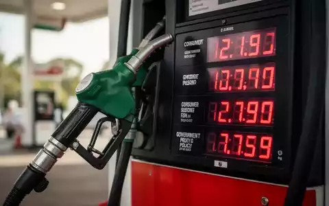 Eine Zapfpistole an einer Tankstelle mit einer digitalen Preisanzeige, die schwankende Kraftstoffpreise zeigt. - Foto: über boerse-global.de