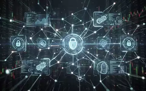 A complex network of glowing digital lines and nodes connecting abstract machine interfaces, representing AI-driven financial transactions. - Foto: über boerse-global.de