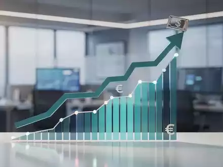 Eine stilisierte Grafik mit aufsteigendem Trend und Dividendensymbol, im Hintergrund ein modernes Finanzbüro. - Foto: über boerse-global.de