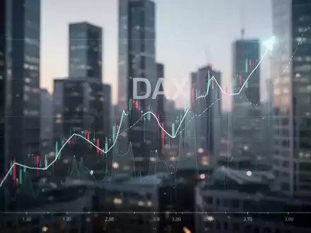 Abstrakte Darstellung des DAX mit leichtem Aufwärtstrend und einem Hauch von Unsicherheit vor Finanzkulisse. - Foto: über boerse-global.de