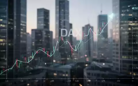 Abstrakte Darstellung des DAX mit leichtem Aufwärtstrend und einem Hauch von Unsicherheit vor Finanzkulisse. - Foto: über boerse-global.de