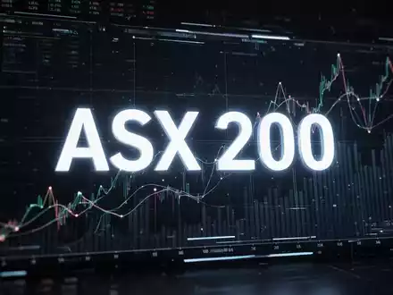 Ein stilisiertes, leuchtendes 'ASX 200' Index-Display auf einem digitalen Bildschirm mit subtilen, glühenden Linien, die Marktdaten darstellen. - Foto: über boerse-global.de