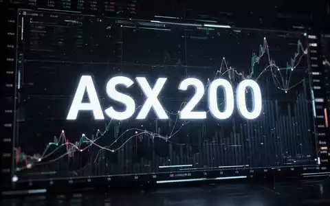 Ein stilisiertes, leuchtendes 'ASX 200' Index-Display auf einem digitalen Bildschirm mit subtilen, glühenden Linien, die Marktdaten darstellen. - Foto: über boerse-global.de