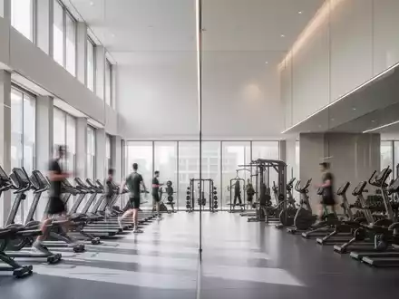 Modernes Fitnessstudio mit stilvollen Geräten und Personen beim Training, symbolisiert Wachstum und positiven Ausblick. - Foto: über boerse-global.de