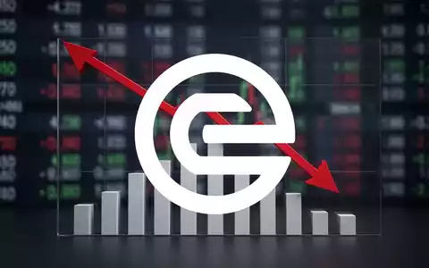 Ein stilisierter, minimalistischer Balkendiagramm mit einem Abwärtstrend und einem roten Pfeil, der nach unten zeigt. - Foto: über boerse-global.de