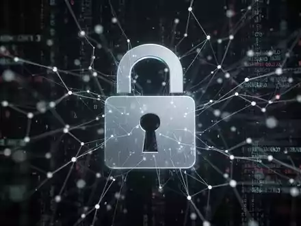 A digital padlock icon overlaid on a blurred background of abstract data streams, symbolizing a data breach and cybersecurity vulnerability. - Foto: über boerse-global.de