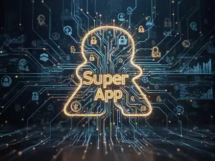 A glowing, futuristic super app icon with intricate neural network patterns, symbolizing advanced AI and enterprise integration. - Foto: über boerse-global.de