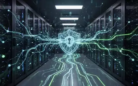 Abstrakte Darstellung eines neuronalen Netzwerks über einem Serverraum, symbolisiert KI-Sicherheitsprüfung und digitale Einrichtung. - Foto: über boerse-global.de