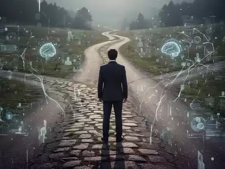 Eine Person steht an einer Weggabelung, eine metaphorische Darstellung der Herausforderungen bei der Gewohnheitsänderung. - Foto: über boerse-global.de