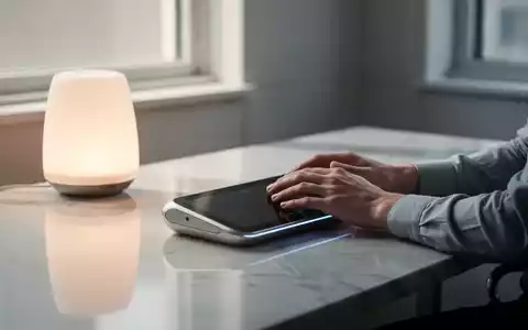 Ein Schreibtisch mit einem modernen Presenter-Gerät, daneben eine Pflanze und ein Diffusor, was Ruhe und Konzentration symbolisiert. - Foto: über boerse-global.de