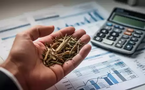 Eine unscharfe Hand hält ein pflanzliches Heilmittel; im Hintergrund sind unscharfe Finanzdokumente und ein Taschenrechner zu sehen. - Foto: über boerse-global.de