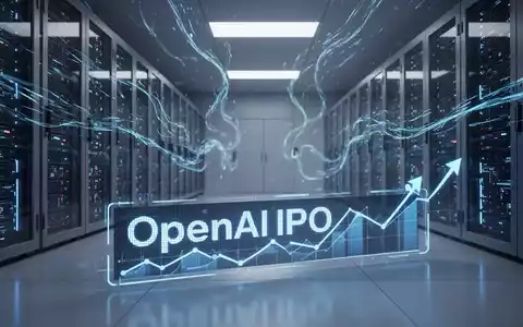 A stylized image of a server room with glowing blue data streams and a digital stock market ticker showing 'OpenAI IPO'. - Foto: über boerse-global.de