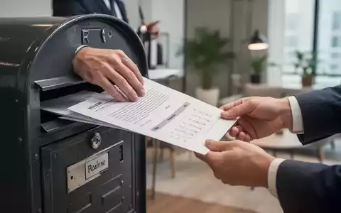 Hände legen ein wichtiges Dokument in einen Briefkasten oder übergeben es zur Unterschrift, symbolisierend die Zustellung rechtlicher Papiere. - Foto: über boerse-global.de