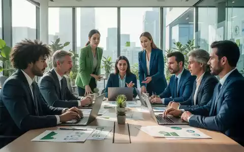 Professionelle in einem modernen Büro arbeiten zusammen an Dokumenten und Laptops, symbolisiert ESG-Ausbildung und Nachhaltigkeitsstrategien. - Foto: über boerse-global.de