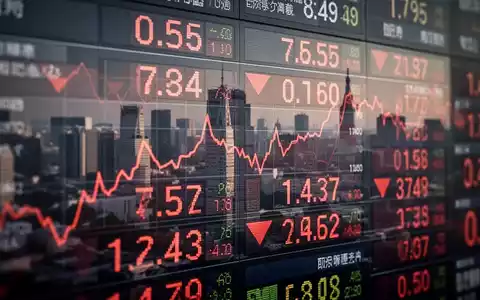 Japanischer Börsenticker zeigt rote, fallende Zahlen vor verschwommener Tokioter Skyline, Symbol für Marktrückgang. - Foto: über boerse-global.de