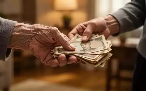 Eine ältere, faltige Hand hält eine jüngere, unterstützende Hand, während sie einen Stapel alter Banknoten loslässt. - Foto: über boerse-global.de