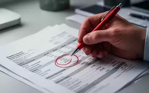Eine Hand mit rotem Stift kreist einen Bereich auf einer Rechnung ein, die auf einem Schreibtisch liegt. - Foto: über boerse-global.de