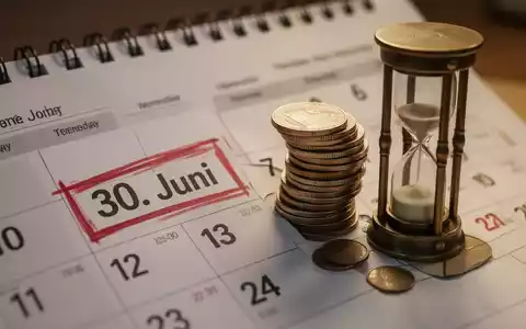 Ein Kalenderblatt mit dem 30. Juni, Münzen und eine Sanduhr symbolisieren eine finanzielle Frist. - Foto: über boerse-global.de