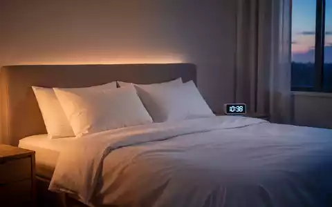 Ein ruhiges Schlafzimmer bei Dämmerung mit einem aufgeräumten Bett und sanfter Beleuchtung, die eine entspannende Atmosphäre schafft. - Foto: über boerse-global.de