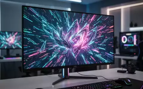 A close-up of a sleek, modern ultrawide monitor displaying vibrant, high-resolution graphics, with a blurred background. - Foto: über boerse-global.de