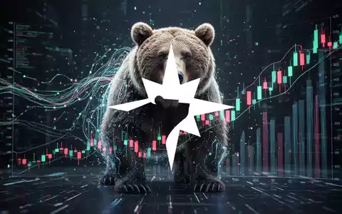 Ein stilisiertes digitales Bärensymbol, das mit Datenströmen und einem steigenden Börsenchart verschmilzt. - Foto: über boerse-global.de