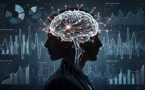 Eine Silhouette eines Kopfes mit leuchtenden neuronalen Verbindungen, überlagert von abstrakten Daten und Gehirnwellenmustern. - Foto: über boerse-global.de