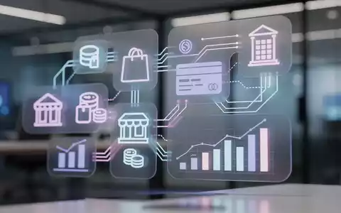 Ein stilisiertes digitales Interface, das Shopify-Integration mit Finanzdaten darstellt, mit leuchtenden Linien, die E-Commerce- und Fintech-Symbole verbinden. - Foto: über boerse-global.de