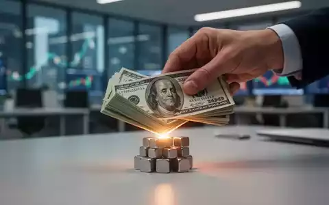 Eine Hand legt Dollarnoten auf seltene Erdenmagnete in einem Finanzbüro, symbolisiert den Aktienkauf von Rosenthal. - Foto: über boerse-global.de