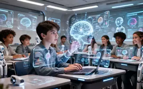 Eine Schülerin interagiert in einem modernen Klassenzimmer mit einer holografischen KI-Schnittstelle, die personalisiertes Lernen darstellt. - Foto: über boerse-global.de