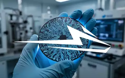 Nahaufnahme einer Siliziumkarbid-Wafer, die von einer behandschuhten Hand in einer sterilen Laborumgebung gehalten wird. - Foto: über boerse-global.de