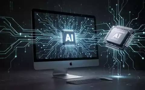 A modern Apple Mac computer with glowing digital light effects, symbolizing local AI processing and innovation. - Foto: über boerse-global.de
