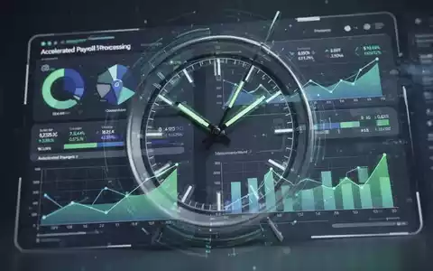 Eine stilisiertes digitales Interface mit Finanzdaten und Diagrammen, überlagert von einem Uhrwerk, das Schnelligkeit and Effizienz andeutet. - Foto: über boerse-global.de