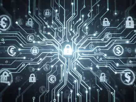 An abstract image showing a glowing neural network or circuit board with financial symbols, representing AI in commerce. - Foto: über boerse-global.de