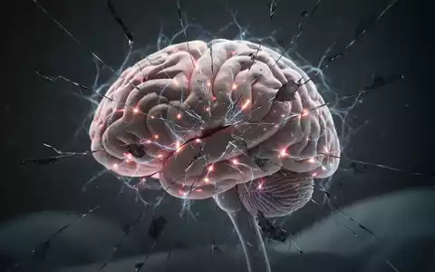 Eine stilisierte Darstellung eines menschlichen Gehirns mit leuchtenden neuronalen Pfaden und angedeuteten Schäden, auf dunklem Hintergrund. - Foto: über boerse-global.de