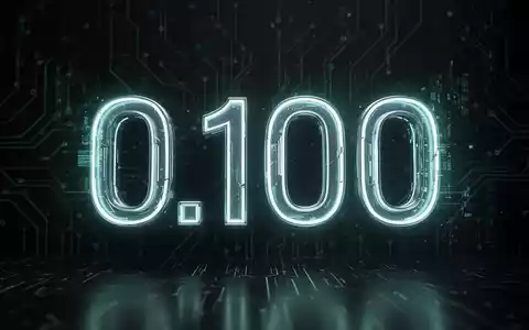 A glowing, futuristic numeral '0.100' against a dark, tech background with subtle circuit patterns and blue-green digital light. - Foto: über boerse-global.de